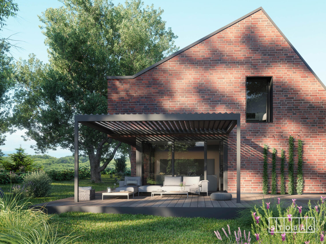 Lamellen Pergola mit Beschattung, Rey Metall GmbH